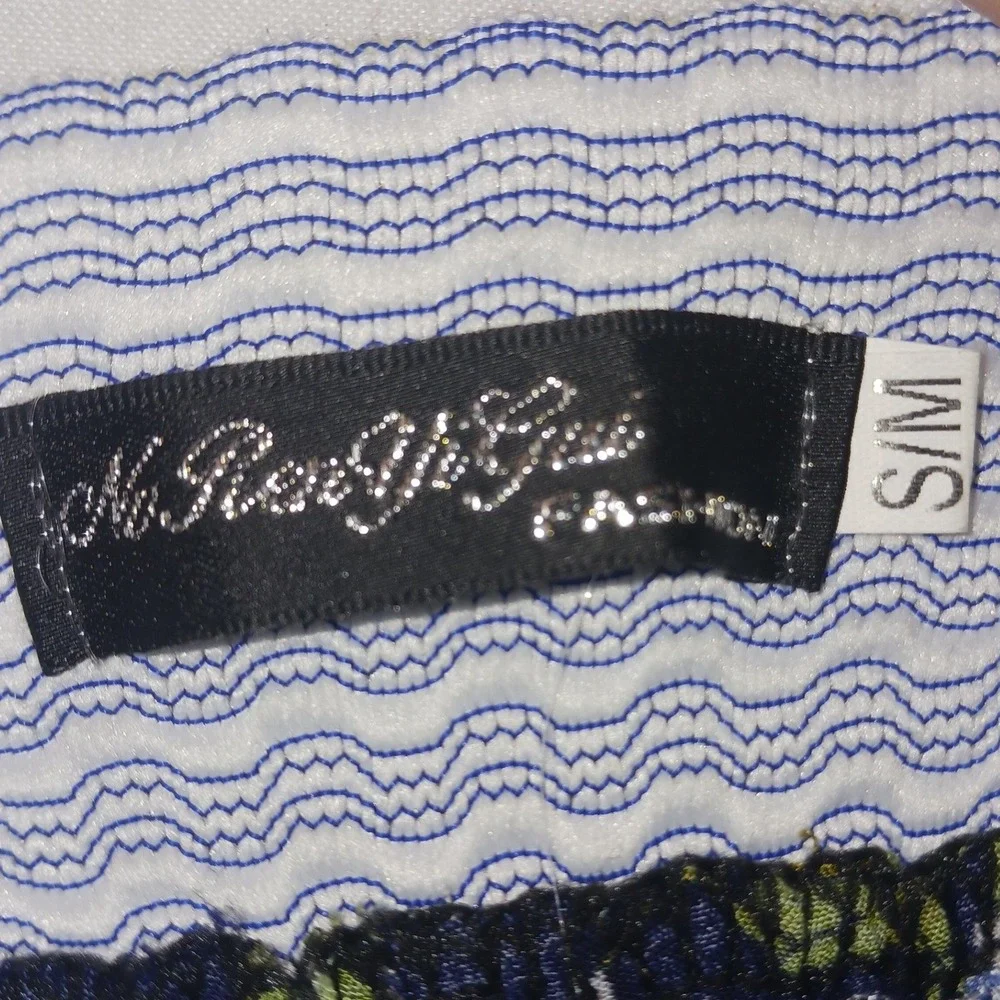 Cottagecore coquette Navy Blue Floral  Shorts Crochet Lace Trim S/M